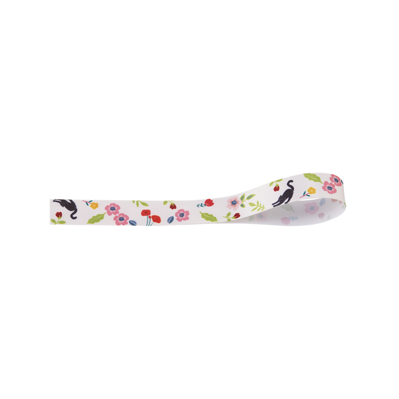 イナップ 16mmボタニカルキャット柄リボン ピンク 1巻(ご注単位6巻)【直送品】