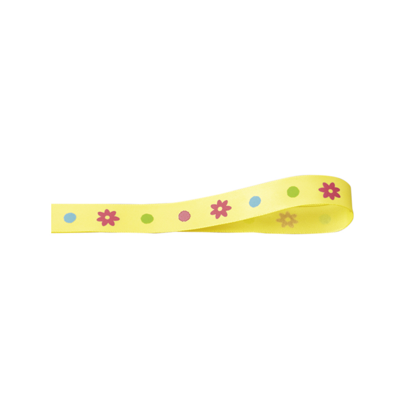 イナップ 16mmフラワードットリボン イエロー 1巻(ご注単位6巻)【直送品】