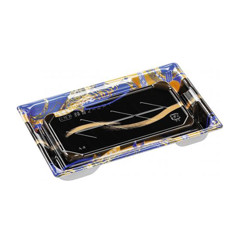 エフピコ 寿司容器 鈴音 本体 2-4PT 帯流れ青 50枚/袋（ご注文単位1袋）【直送品】