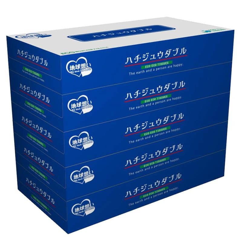 ヨンパ ハチジュウダブルBOXティッシュ5個/パック(ご注文単位72パック)【直送品】