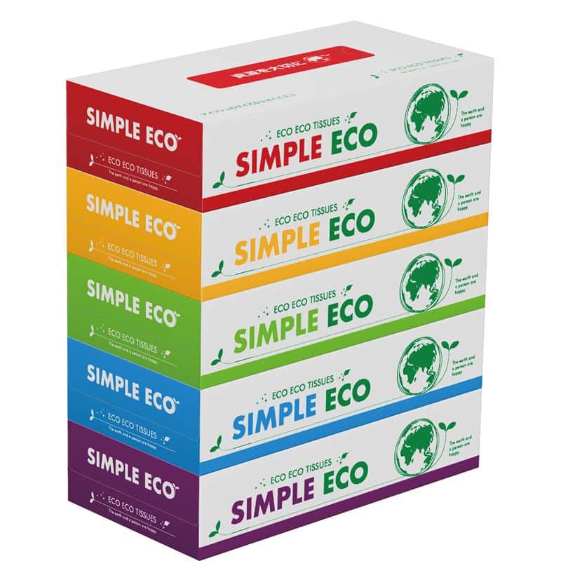 ヨンパ シンプルエコBOXティッシュ5個/パック(ご注文単位60パック)【直送品】