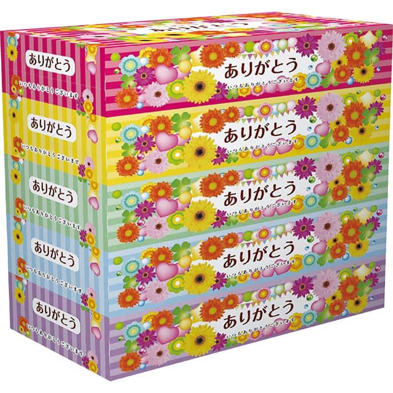 ヨンパ ありがとうBOXティッシュ5個/パック(ご注文単位48パック)【直送品】