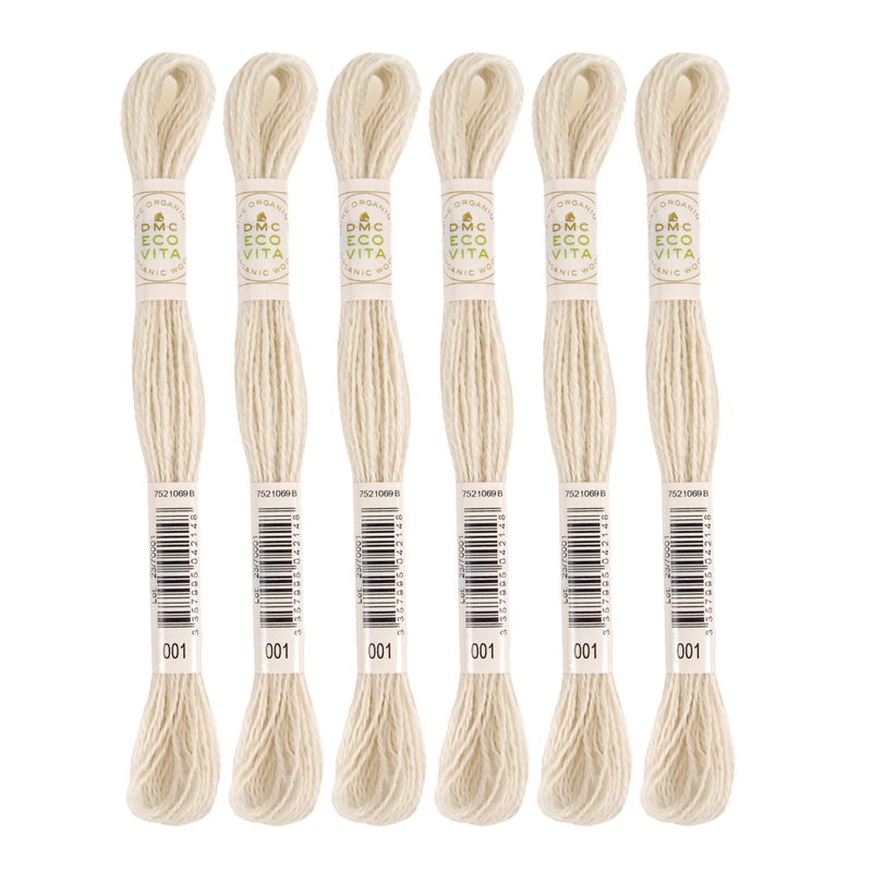 DMC 刺しゅう毛糸 [ECOVITA-エコヴィータ-] ウールスレッド 1カセ16m 同色6本入 col.001 1箱（ご注文単位1箱）【直送品】