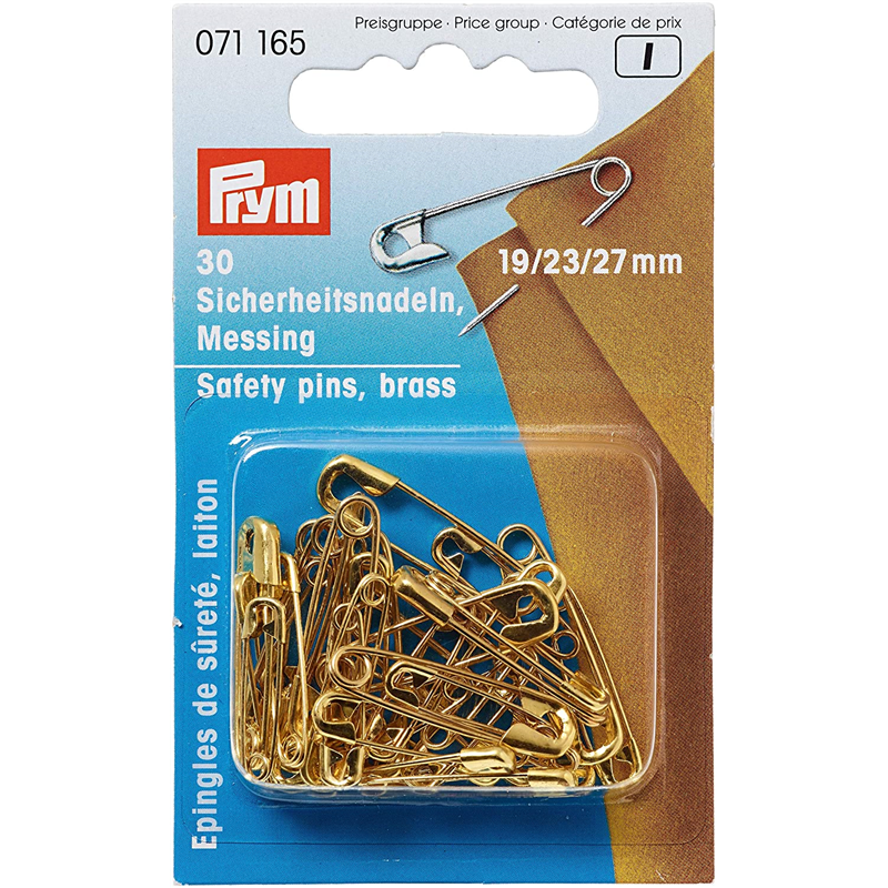 日本紐釦貿易 プリム(Prym) しつけ用安全ピン 19・23・27mm 3サイズ各10個 ゴールド 071165 （ご注文単位1個）【直送品】