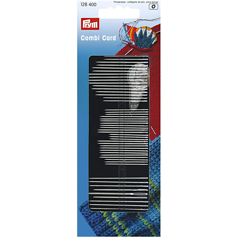 日本紐釦貿易 プリム(Prym) ソーイング刺繍ダーニング針各種50本 スレッダー付 全長3.3～4.5cm シルバー 128400 （ご注文単位1個）【直送品】