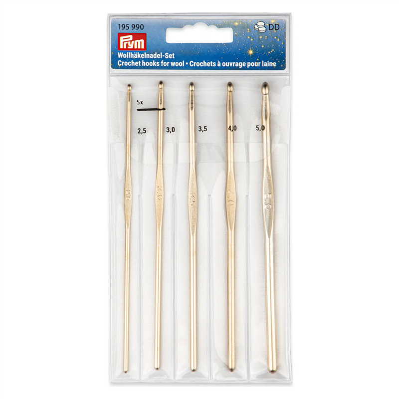 日本紐釦貿易 プリム(Prym) カギ針セット アルミ 14cm 2.5~5.0mm ゴールド PRM195990 (ご注文単位1個)【直送品】