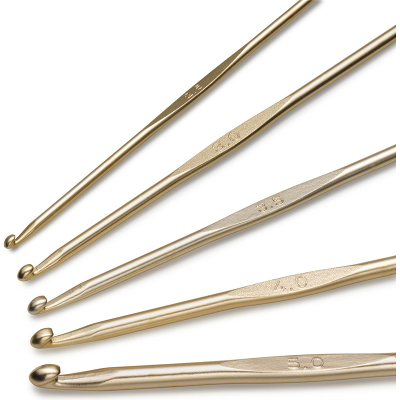 日本紐釦貿易 プリム(Prym) カギ針セット アルミ 14cm 2.5~5.0mm ゴールド PRM195990 (ご注文単位1個)【直送品】