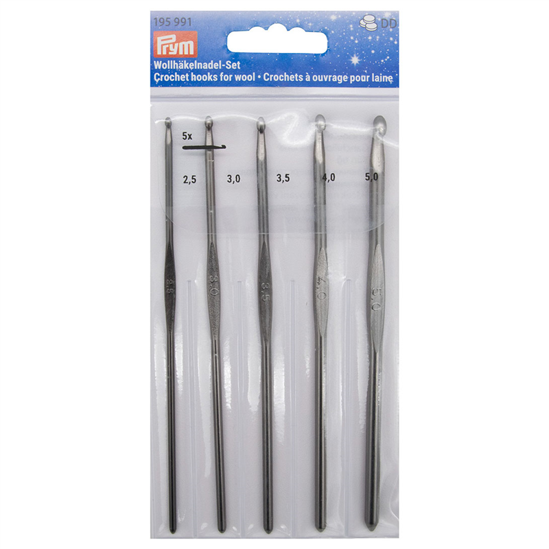 日本紐釦貿易 プリム(Prym) カギ針セット アルミ 14cm 2.5~5.0mm ガンメタ PRM195991 (ご注文単位1個)【直送品】