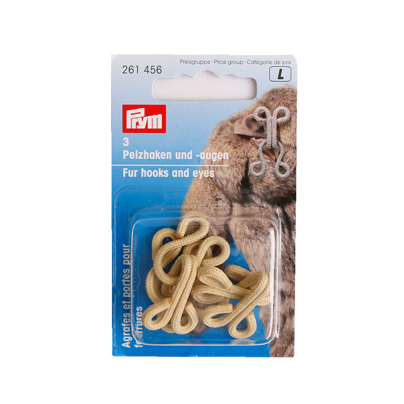 日本紐釦貿易 プリム(Prym) ファーフック 2cm×2.3cm 3セット ベージュ 261456 （ご注文単位1束）【直送品】