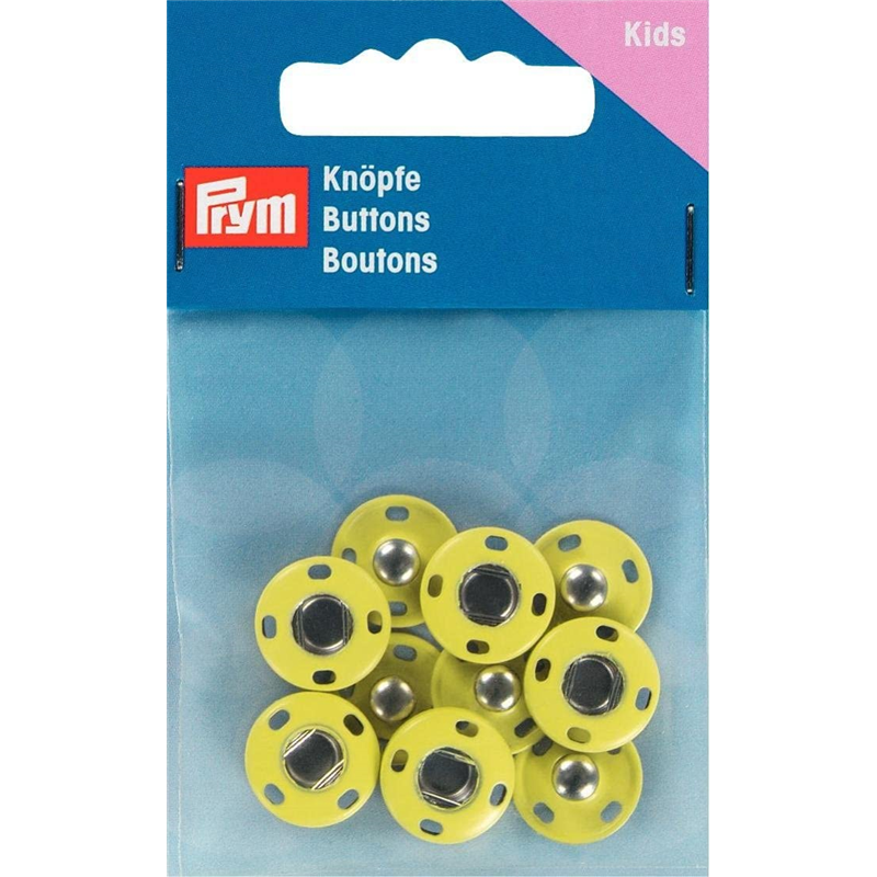 日本紐釦貿易 プリム(Prym) カラースナップボタン 縫い付け 丸型 直径14mm 5組 イエロー 341904 (ご注文単位1個)【直送品】