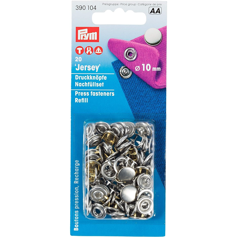 日本紐釦貿易 プリム(Prym) スナップボタン Jersey キャップ型 φ10mm 20組入 ニッケル 390104 (ご注文単位1個)【直送品】