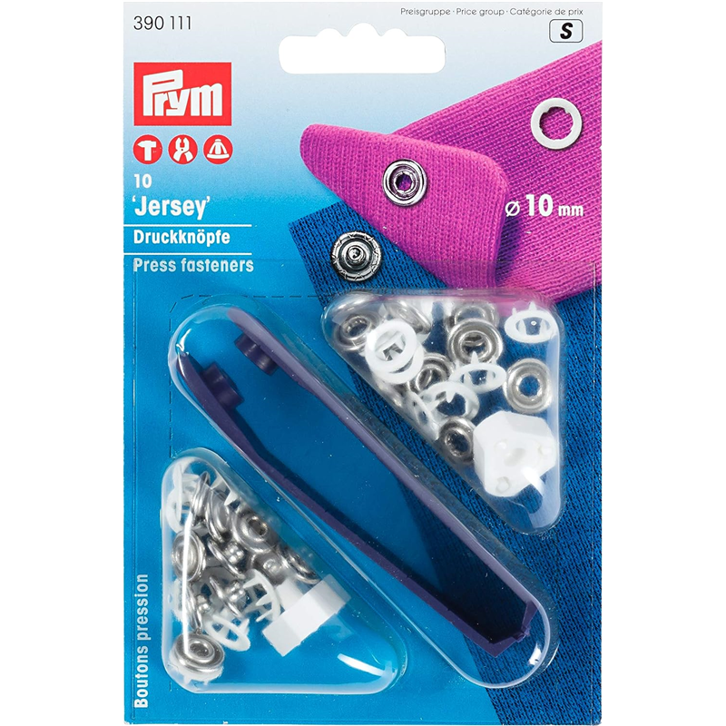 日本紐釦貿易 プリム(Prym) スナップボタン Jersey リング型 φ10mm 10組入 ホワイト 390111 (ご注文単位1個)【直送品】