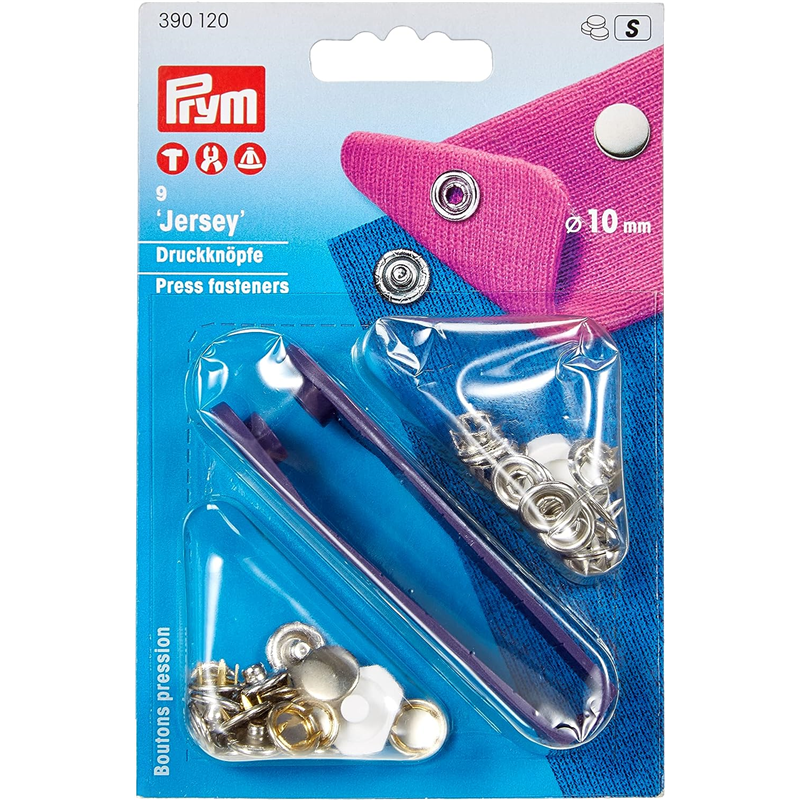 日本紐釦貿易 プリム(Prym) スナップボタン Jersey キャップ型 φ10mm 9組入 ニッケル 390120 (ご注文単位1個)【直送品】