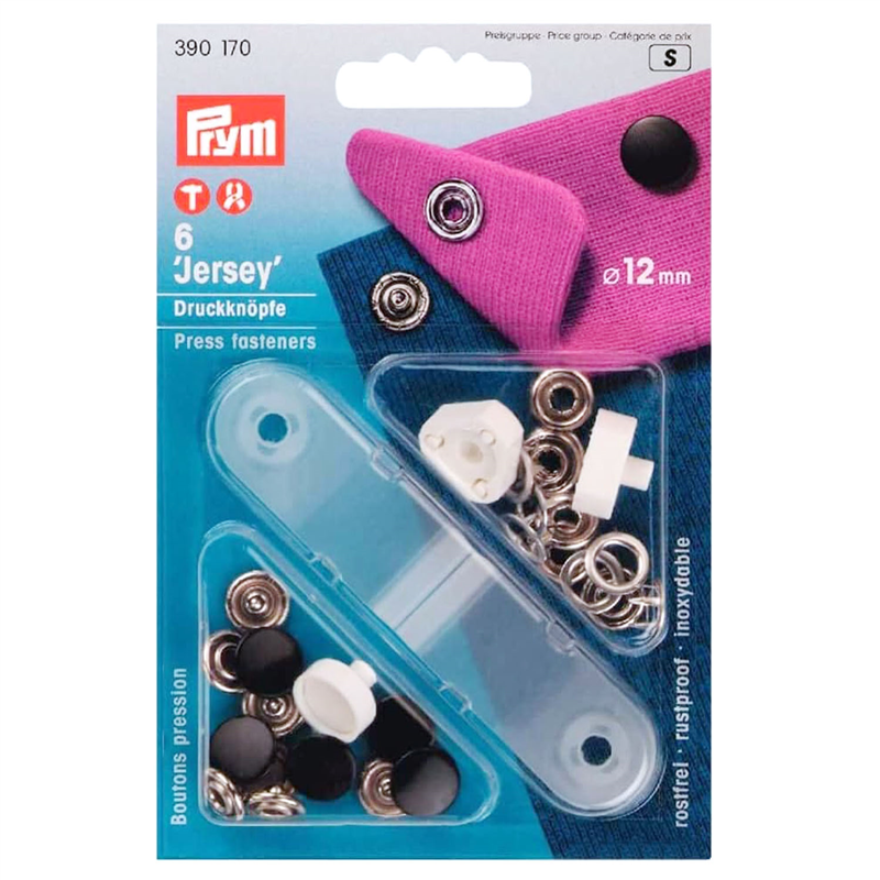 日本紐釦貿易 プリム(Prym) スナップボタン Jersey キャップ型 φ12mm 6組入 ブラック 390170 (ご注文単位1個)【直送品】
