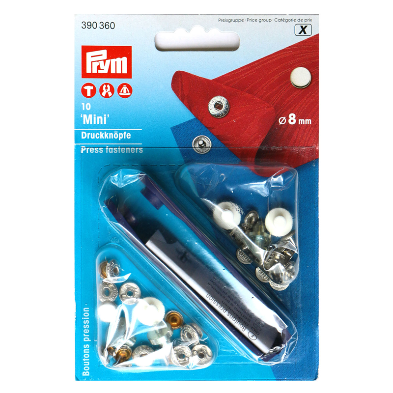 日本紐釦貿易 プリム(Prym) スナップボタン Mini キット付 φ8mm 20組入 ニッケル 390360 （ご注文単位1個）【直送品】