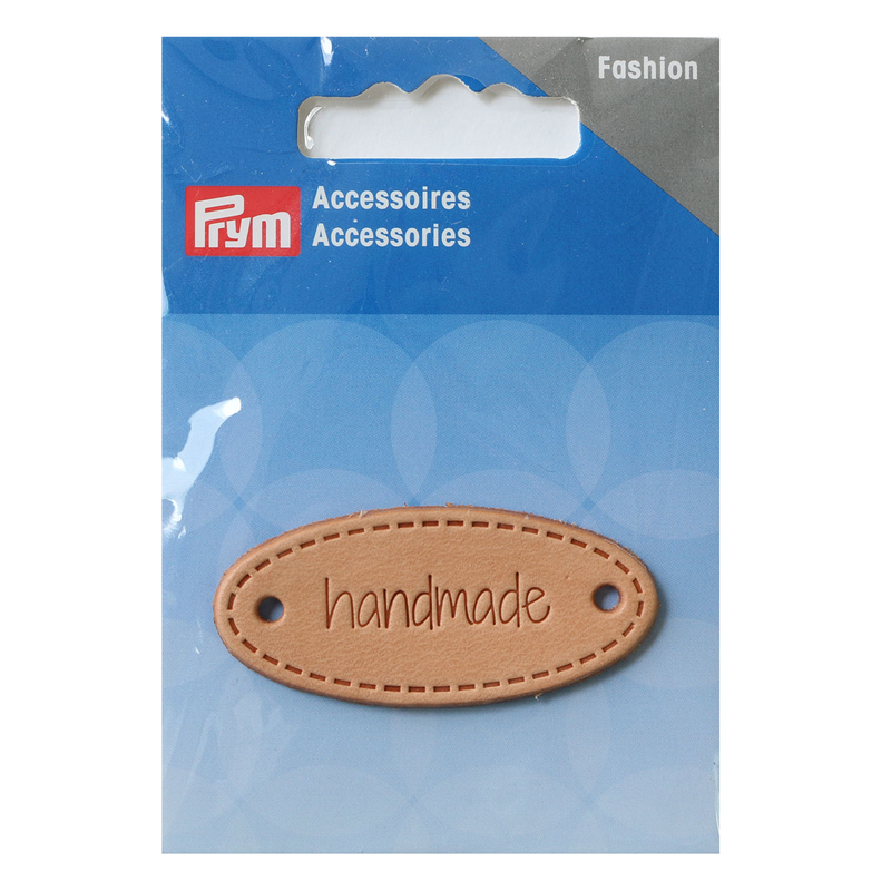 日本紐釦貿易 プリム(Prym) レザーラベル 「handmade」 楕円 49×22mm ベージュ PRM403796 (ご注文単位1枚)【直送品】