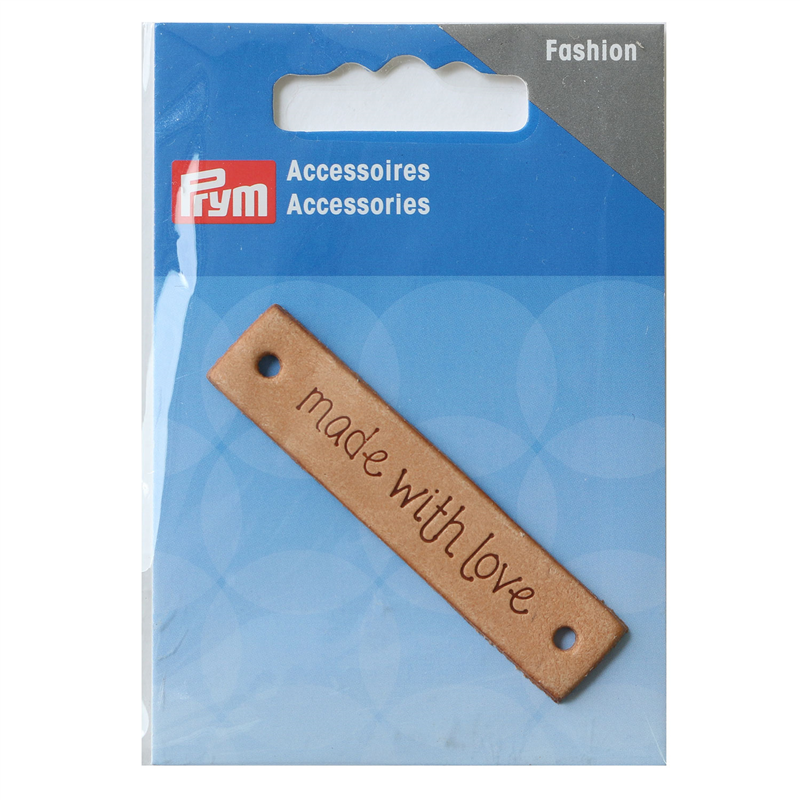 日本紐釦貿易 プリム(Prym) レザーラベル 「made with love」 50×23mm ベージュ PRM403797 (ご注文単位1枚)【直送品】