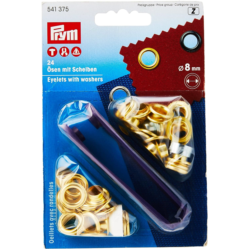 日本紐釦貿易 プリム(Prym) 両面ハトメ（アイレット） φ8mm 24組入 ゴールド 541375 （ご注文単位1個）【直送品】
