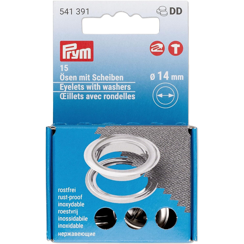 日本紐釦貿易 プリム(Prym) ハトメ金具 14mm 15組入 541391 (ご注文単位1台)【直送品】