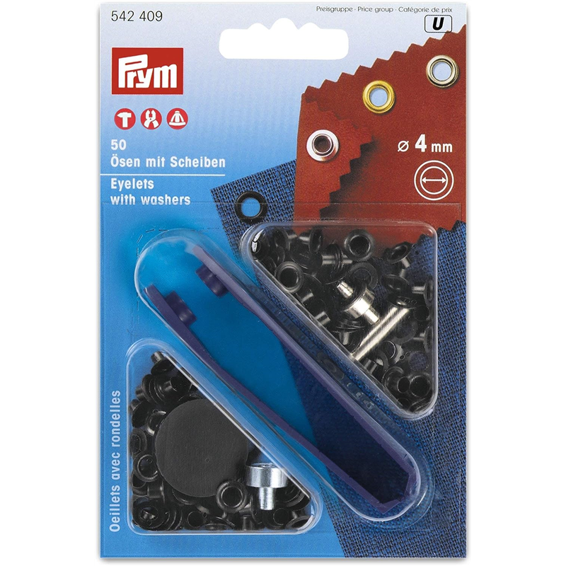 日本紐釦貿易 プリム(Prym) 両面ハトメ（アイレット） φ4mm 50組入 ブラックニッケル 542409 （ご注文単位1個）【直送品】