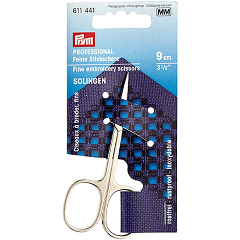 日本紐釦貿易 プリム(Prym) 刺繍細ハサミ ゾーリンゲン 全長90mm PRM611441 (ご注文単位1本)【直送品】