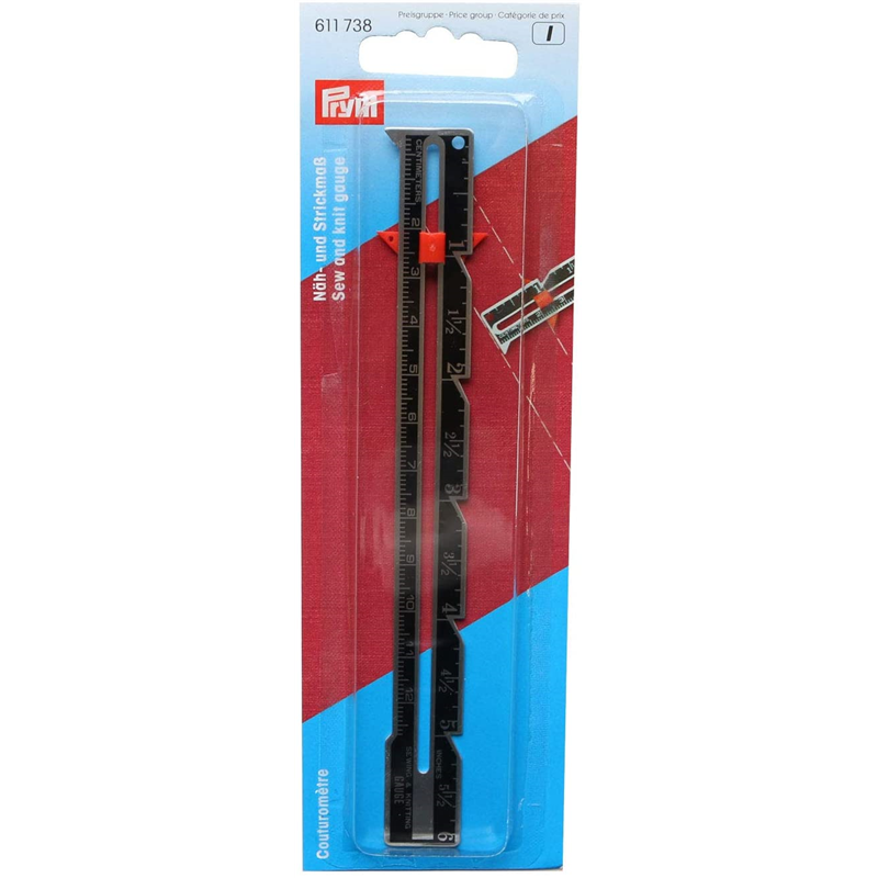 日本紐釦貿易 プリム(Prym) インチ・センチ早見ゲージ 6in×17mm巾 1本 黒 611733 （ご注文単位1個）【直送品】