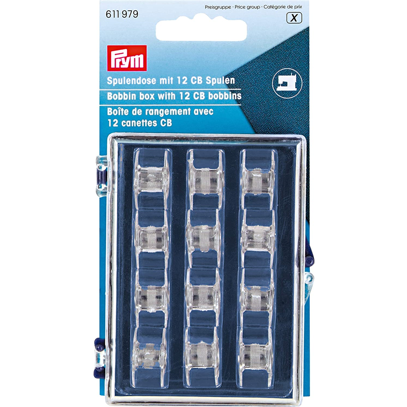 日本紐釦貿易 プリム(Prym) ボックス付きボビン厚型 12個セット プラスチック 直径20.5mm 12個 透明 611965 (ご注文単位1個)【直送品】