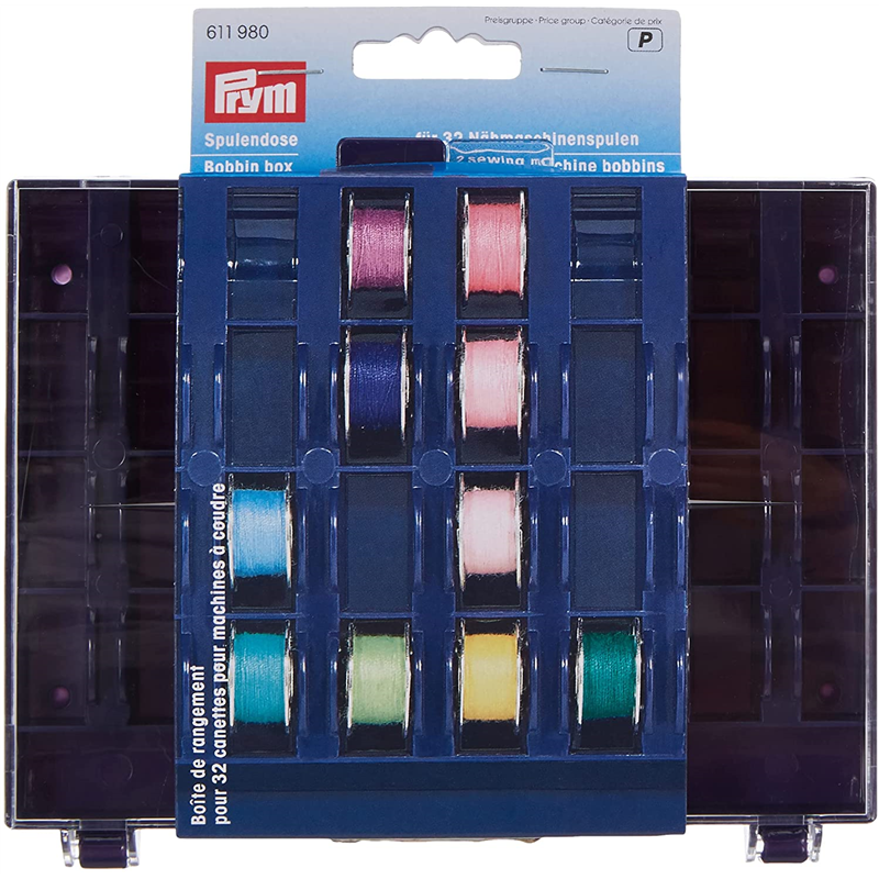 日本紐釦貿易 プリム(Prym) ボビン収納ボックス 32個入 120mm×160mm×30mm 1個 パープル 611979 (ご注文単位1個)【直送品】