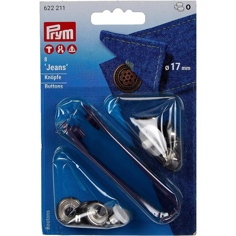 日本紐釦貿易 プリム(Prym) ジーンズトップボタン 「フラワー」 キット付 φ17mm 8組入 ブラックニッケル 622211 （ご注文単位1個）【直送品】