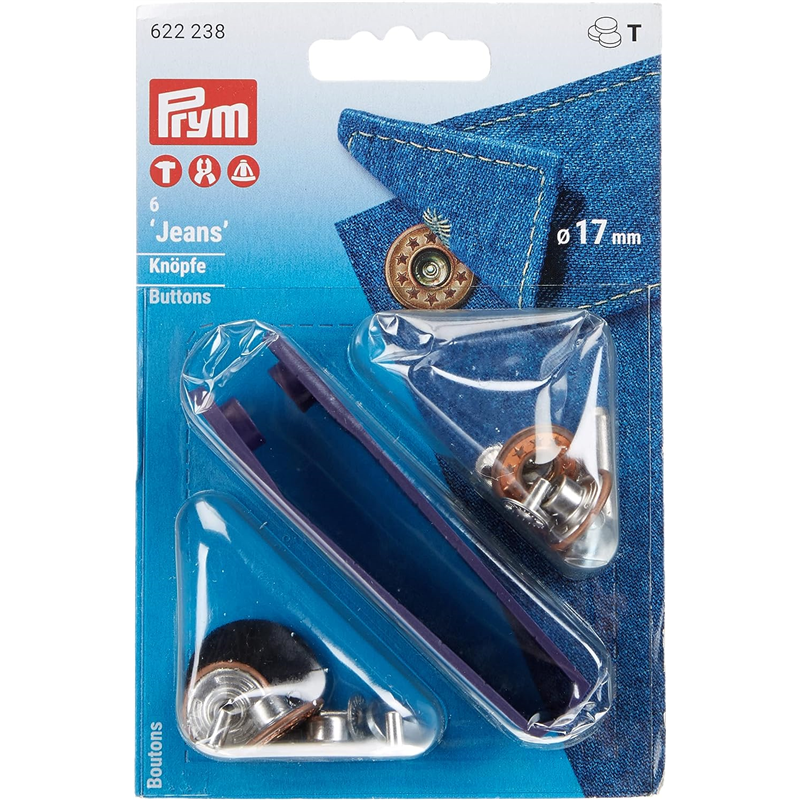 日本紐釦貿易 プリム(Prym) ジーンズドーナツボタン 「スターオープン」キット付 φ17mm 6組入 オールドカッパー 622238 (ご注文単位1個)【直送品】