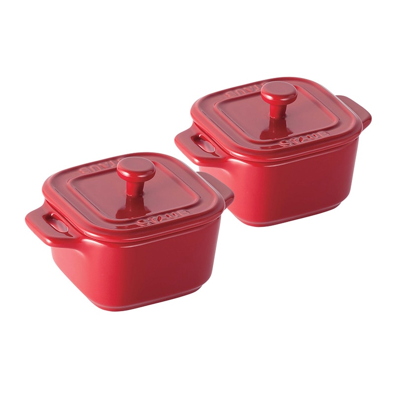 ストウブ　セラミック　エクストラミニ スクエアココット（2個入）チェリー 40511-098 1個（ご注文単位1個）【直送品】