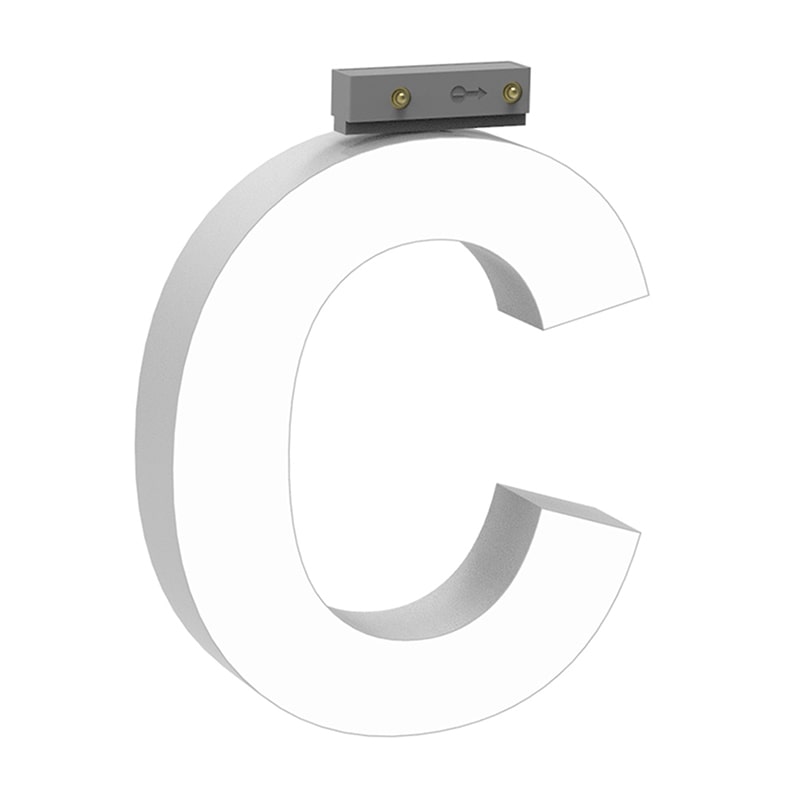 LEDチャネル文字 abcMIX スライドレール式 吊り下げタイプ H100mm 大文字 C 1個（ご注文単位1個）【直送品】