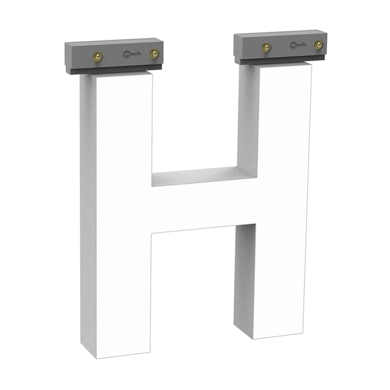 LEDチャネル文字 abcMIX スライドレール式 吊り下げタイプ H100mm 大文字 H 1個（ご注文単位1個）【直送品】