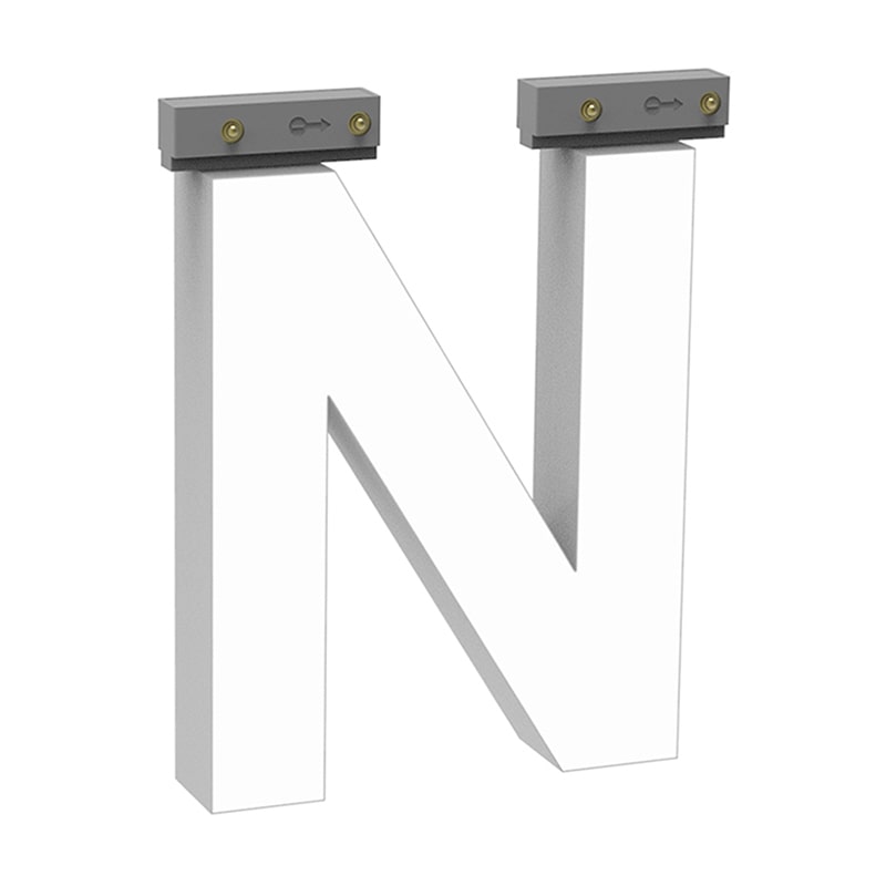 LEDチャネル文字 abcMIX スライドレール式 吊り下げタイプ H100mm 大文字 N 1個（ご注文単位1個）【直送品】