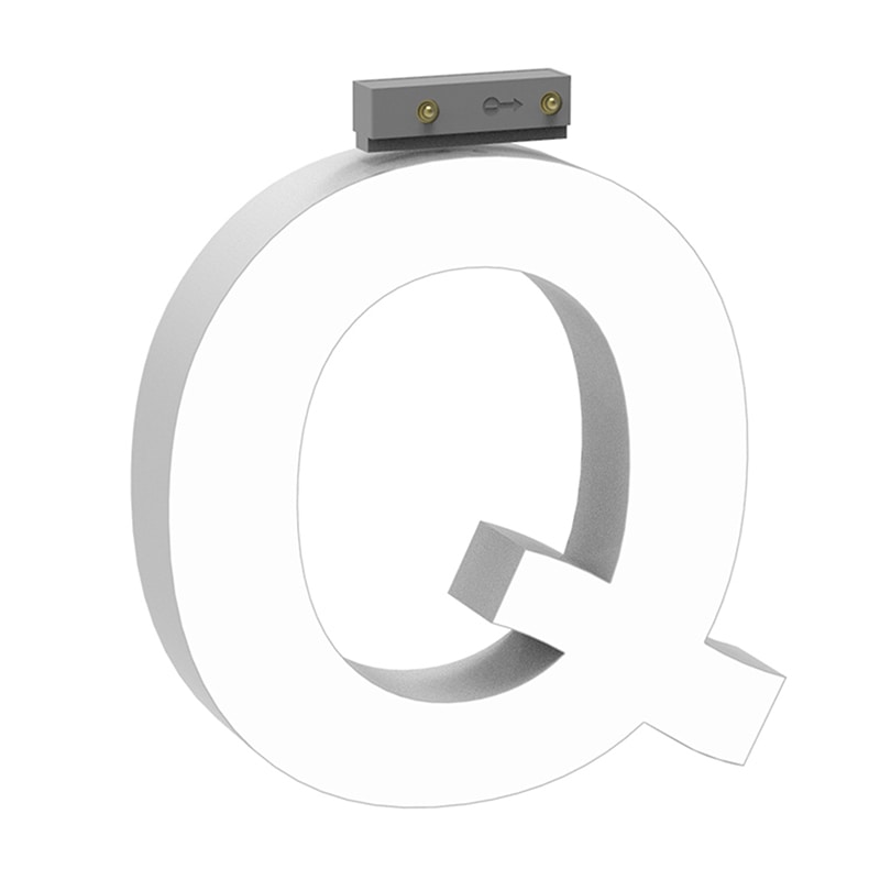 LEDチャネル文字 abcMIX スライドレール式 吊り下げタイプ H100mm 大文字 Q 1個（ご注文単位1個）【直送品】