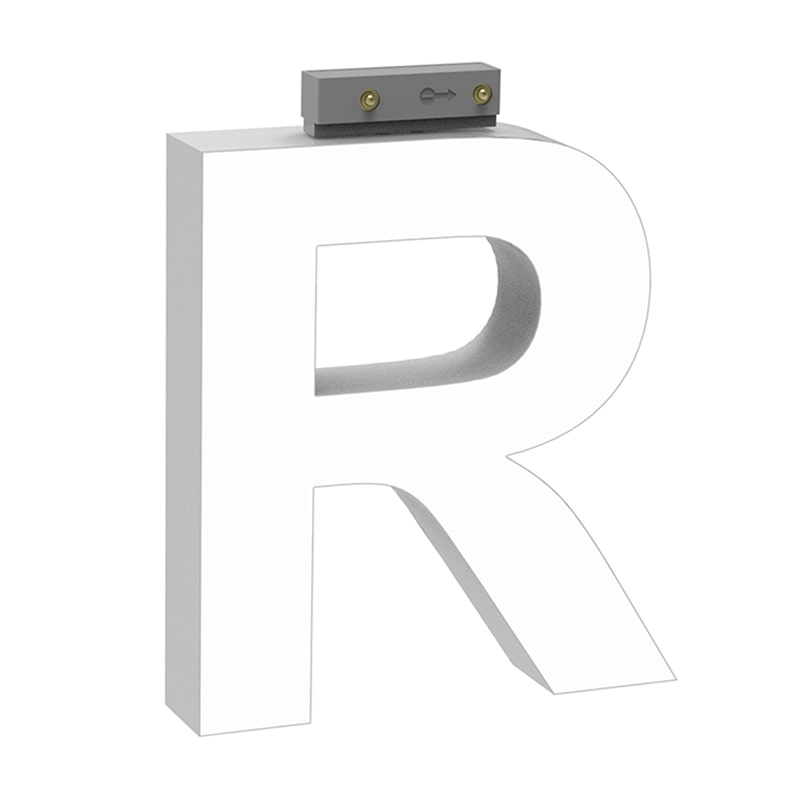 LEDチャネル文字 abcMIX スライドレール式 吊り下げタイプ H100mm 大文字 R 1個（ご注文単位1個）【直送品】