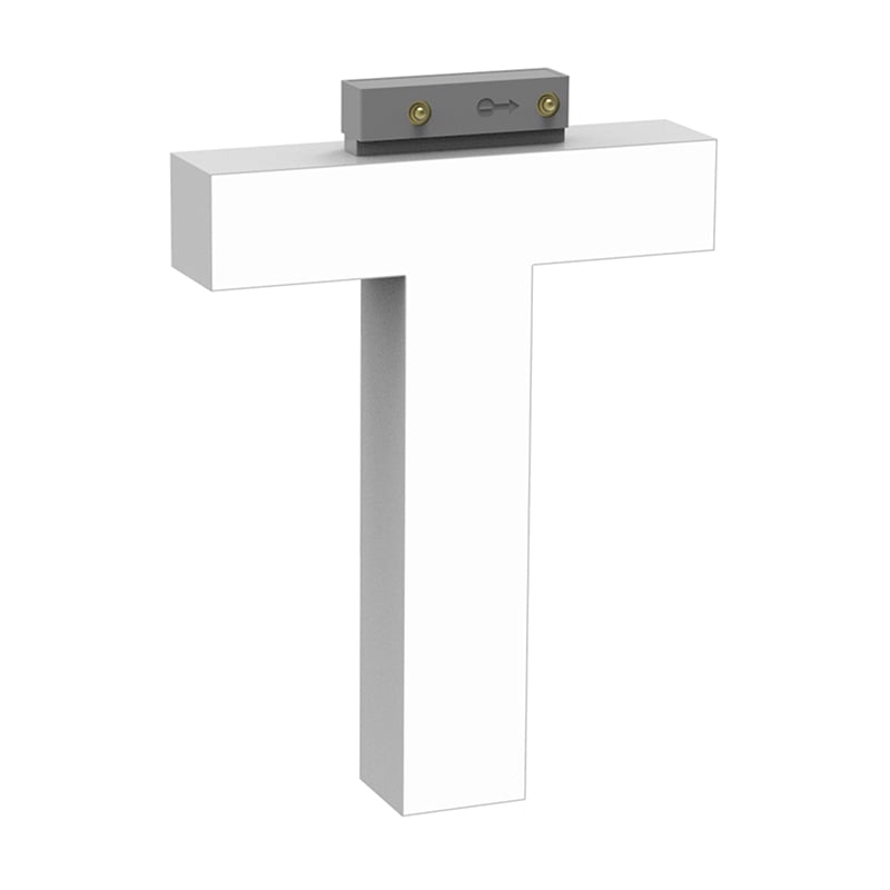 LEDチャネル文字 abcMIX スライドレール式 吊り下げタイプ H100mm 大文字 T 1個（ご注文単位1個）【直送品】