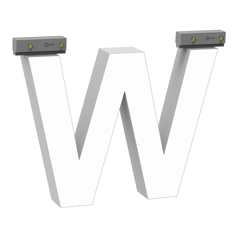 LEDチャネル文字 abcMIX スライドレール式 吊り下げタイプ H100mm 大文字 W 1個（ご注文単位1個）【直送品】