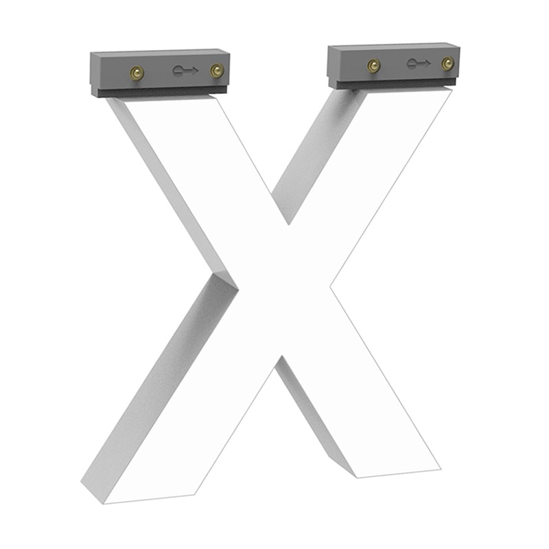 LEDチャネル文字 abcMIX スライドレール式 吊り下げタイプ H100mm 大文字 X 1個（ご注文単位1個）【直送品】