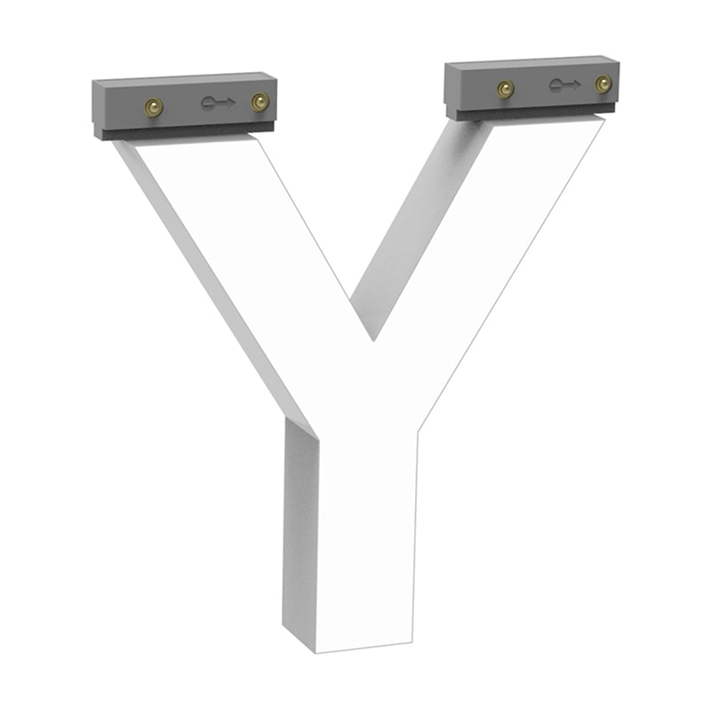 LEDチャネル文字 abcMIX スライドレール式 吊り下げタイプ H100mm 大文字 Y 1個（ご注文単位1個）【直送品】