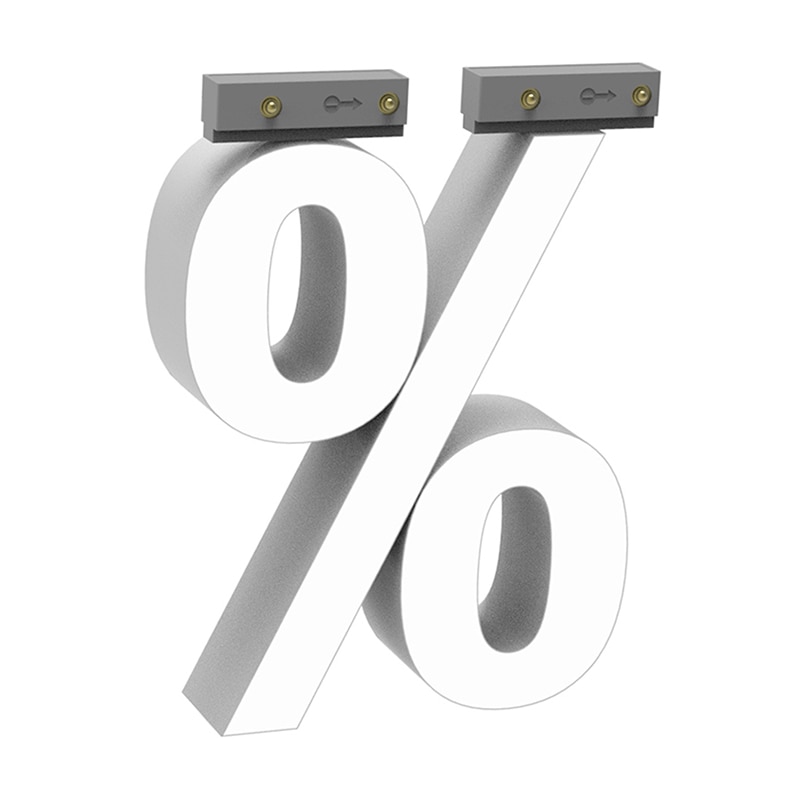 LEDチャネル文字 abcMIX スライドレール式 吊り下げタイプ H100mm 記号 ％ パーセント 1個（ご注文単位1個）【直送品】