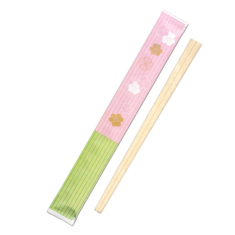 九州紙工 和柄完封箸 アスペン元禄 8寸 みつば WK-17 100膳/袋（ご注文単位20袋）【直送品】