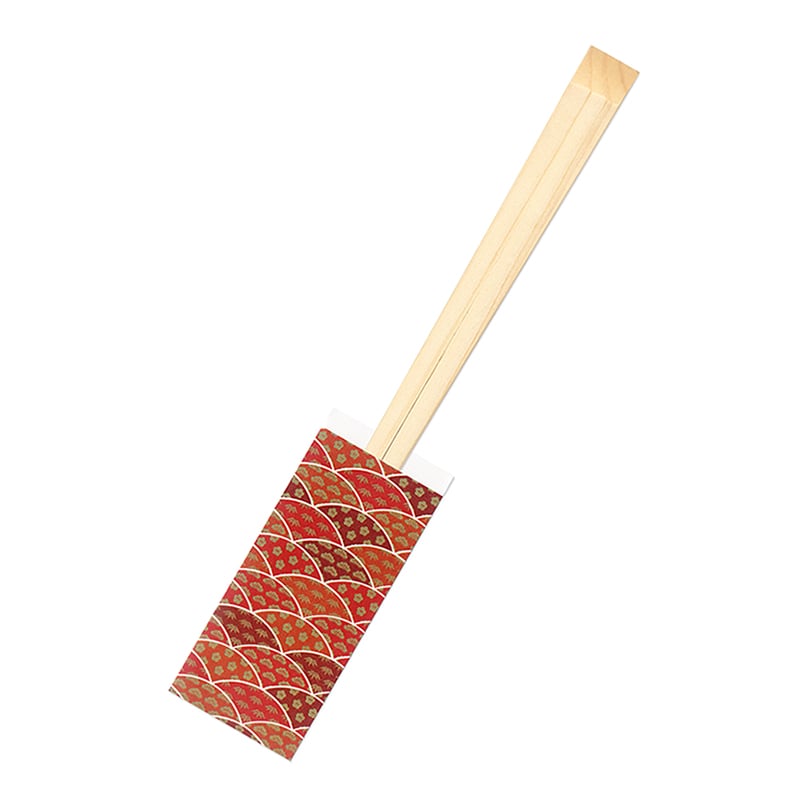 九州紙工 差し込み箸 エゾ天削 21cm 松竹梅 朱 SYO-2H 100膳/袋（ご注文単位25袋）【直送品】