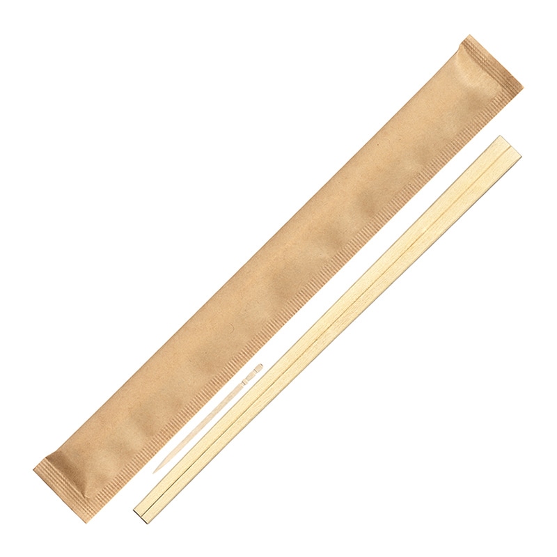 九州紙工 完封箸 元禄 森林認証紙 クラフト無地 楊枝入 FSK-5 100膳/袋（ご注文単位40袋）【直送品】