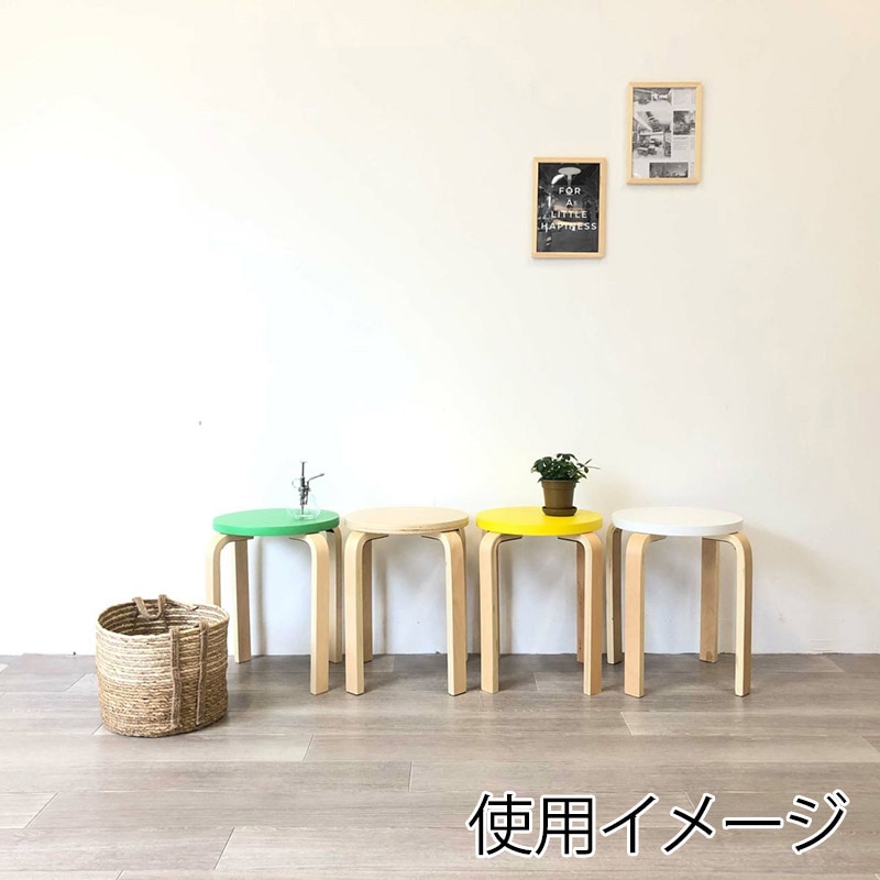 アール・エフ・ヤマカワ 木製丸椅子 ホワイト　4脚セット Z-SHSC-1WH-4SET 1台（ご注文単位1台）【直送品】