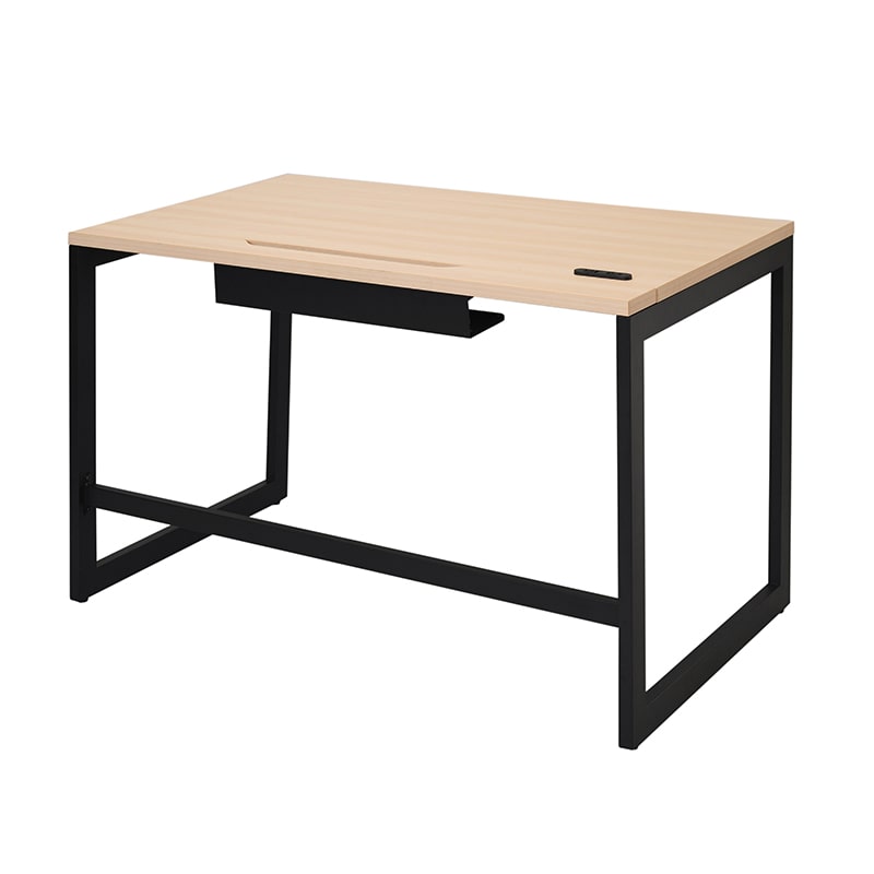 アール・エフ・ヤマカワ リスム　デスク　W1200×D700 ナチュラル×ブラック　コンセント付 脚2ヶ口　RFFLD-1270NA-BL 1台（ご注文単位1台）【直送品】