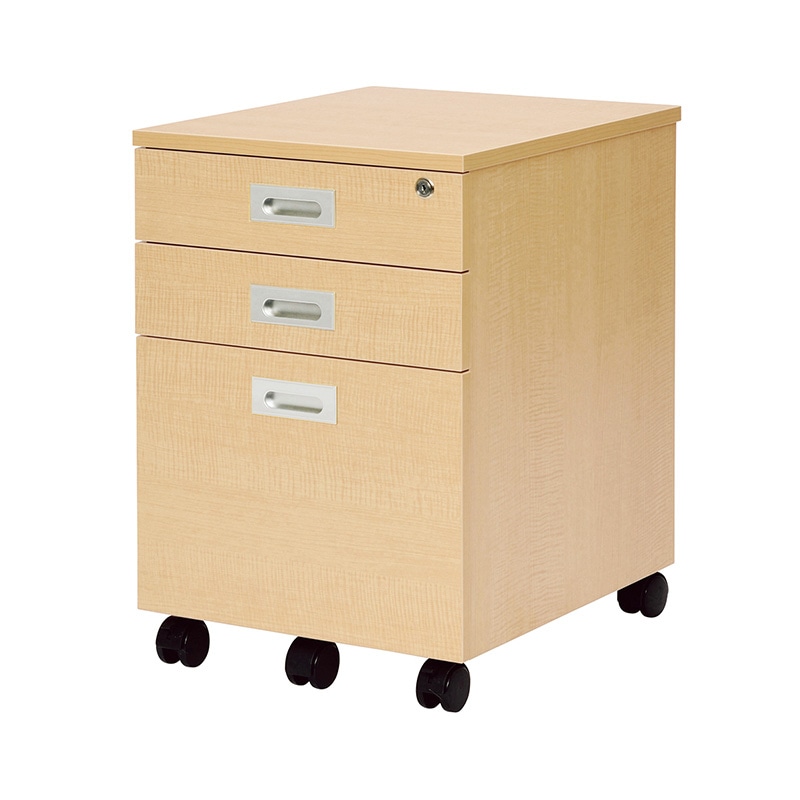 アール・エフ・ヤマカワ ノルム デスク3段ワゴン ロー2 ナチュラル RFCA2-3LNA 1台(ご注文単位1台)【直送品】