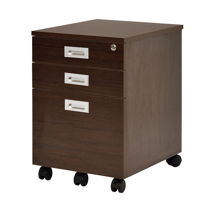 アール・エフ・ヤマカワ ノルム デスク3段ワゴン ロー2 ダーク RFCA2-3LDB 1台(ご注文単位1台)【直送品】