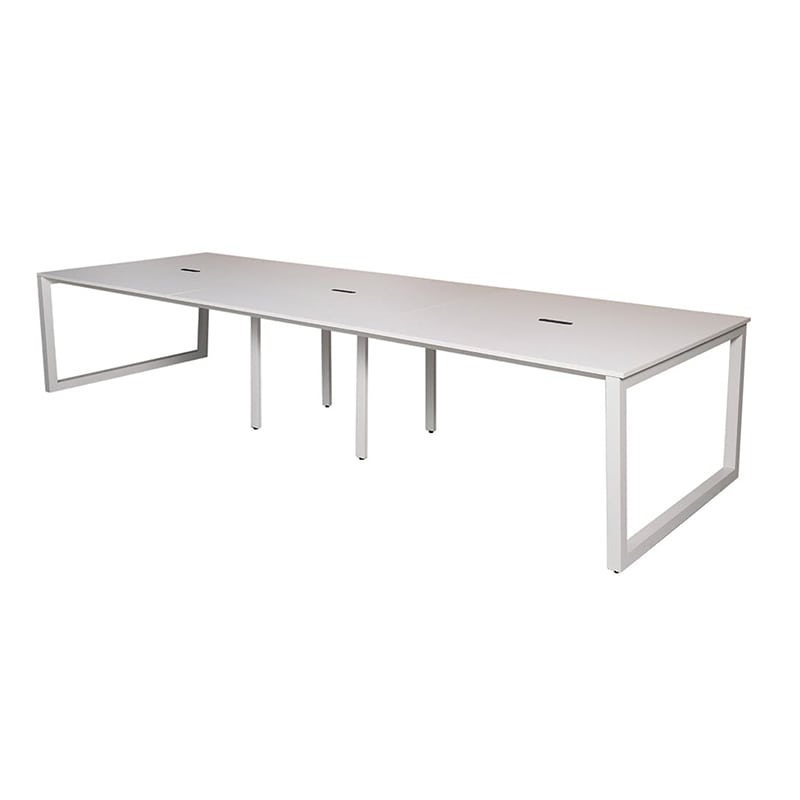 アール・エフ・ヤマカワ リスム フリーアドレス用テーブル W3600 ホワイト×ホワイト コンセント付 脚4ヶ口 RFFLT-3612WH-WL 1台(ご注文単位1台)【直送品】