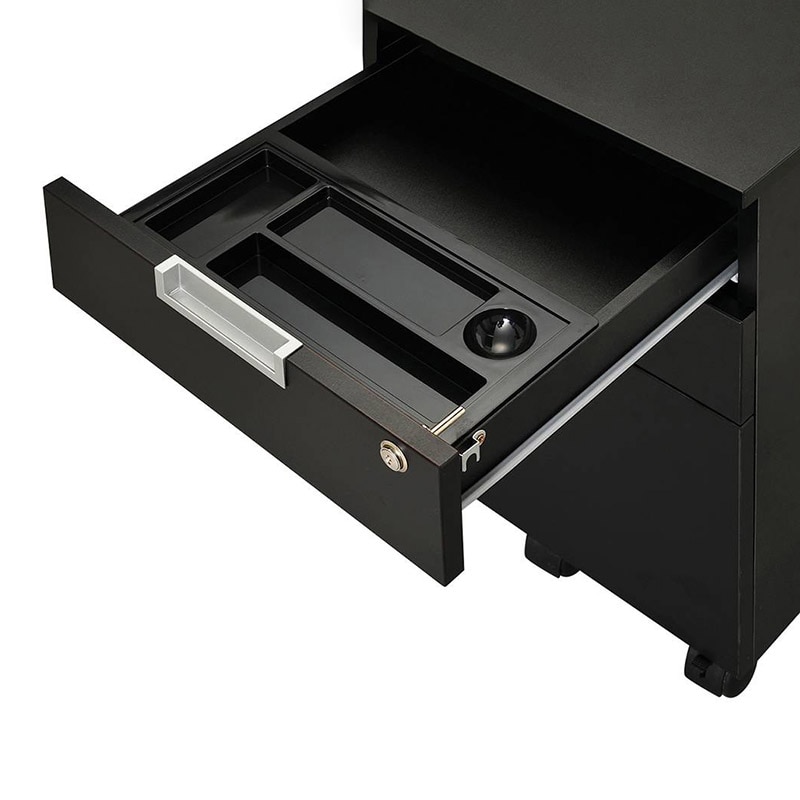 アール・エフ・ヤマカワ インサイドワゴン スチール脚デスク　ブラック GZCA-SLBK 1台（ご注文単位1台）【直送品】